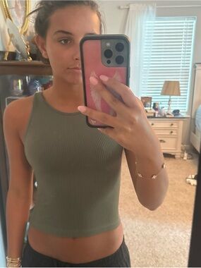 Hippie Rose Olive Ribbed Tank Top